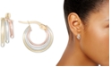 Macy's Polished Triple Row Small Hoop Earrings in 10k Gold, White Gold, & Rose Gold